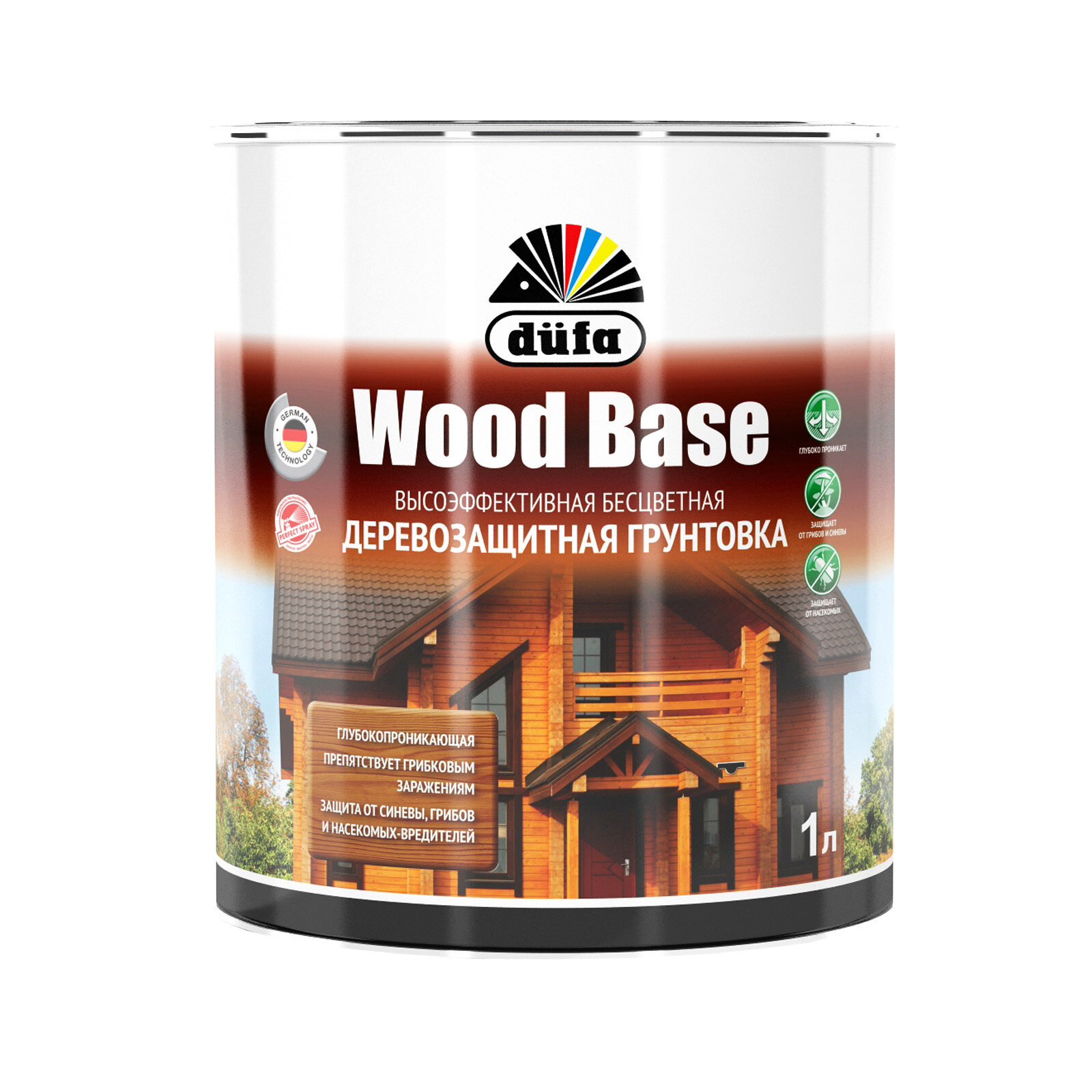 Грунт для защиты древесины Dufa Wood Base с биоцидом бесцветная 1 л.