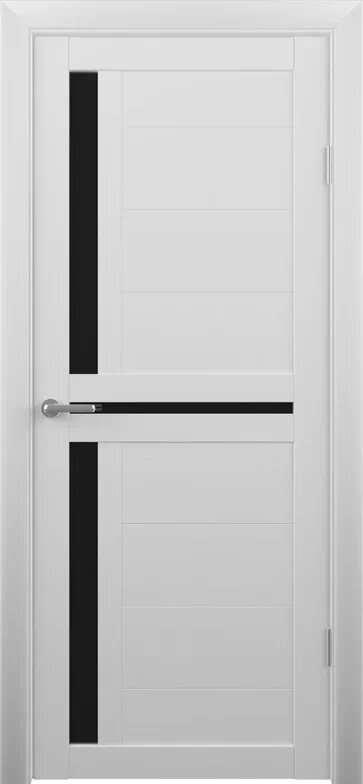 фото Межкомнатная дверь Albero Кельн Эко-Шпон / Кедр снежный / Стекло черное