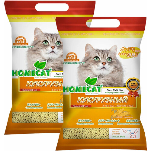 HOMECAT эколайн кукурузный наполнитель комкующийся для туалета кошек (6 + 6 л) homecat эколайн кукурузный наполнитель комкующийся для туалета кошек 6 л х 4 шт