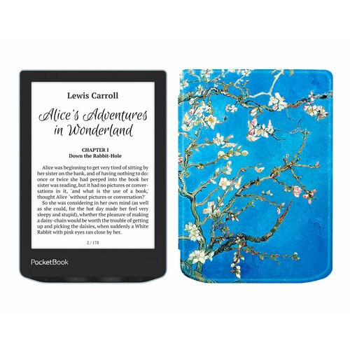 Электронная книга PocketBook 629 Verse Bright Blue, голубой с обложкой ReaderONE Sakura