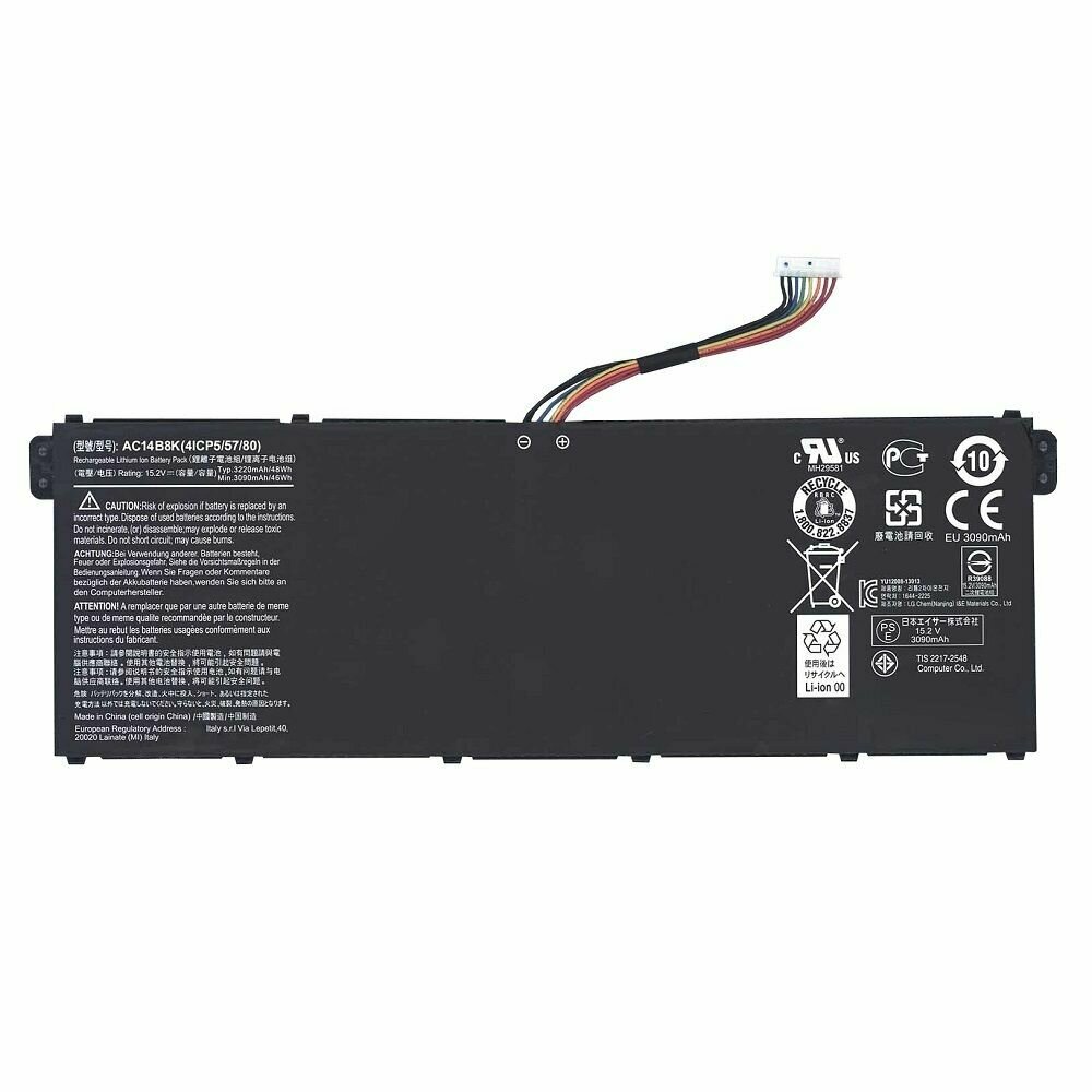 Аккумуляторная батарея для ноутбука Acer Aspire E3-111 (AC14B8K) 15.2V 3220mAh 46Wh черная, код 012926
