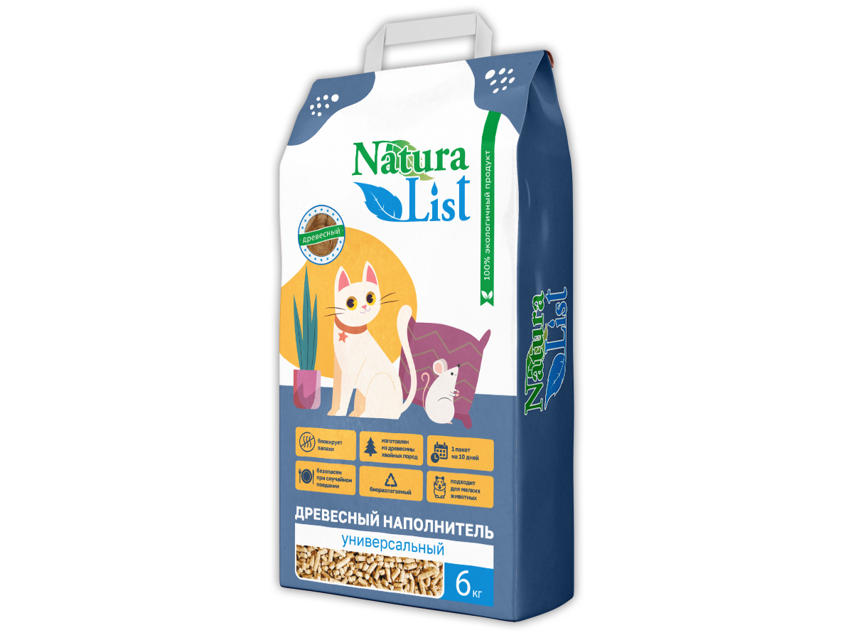 фото Наполнитель натуралист Универсальный Древесные гранулы 6кг