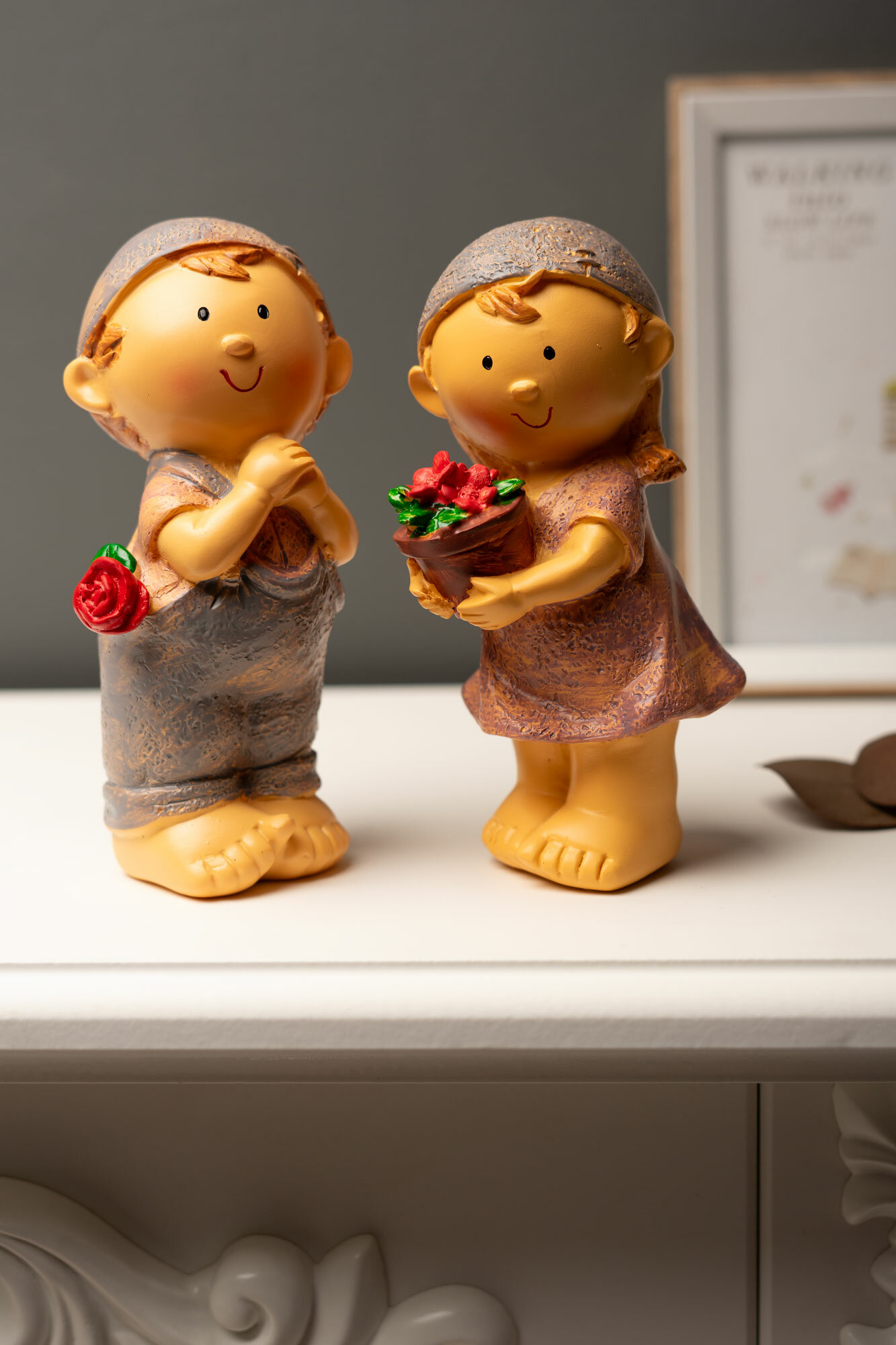 фото Набор декоративных фигурок "Мальчик и Девочка" смола, 9х7х15 см