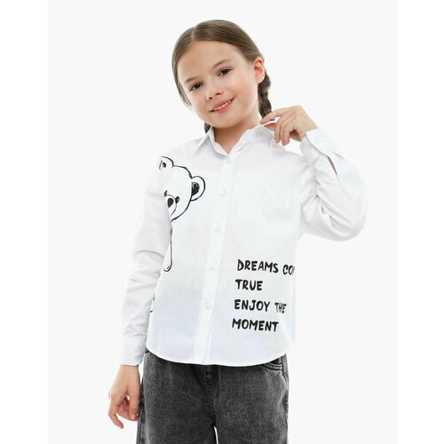 фото Рубашка gloria jeans, размер 3-4г/104 (28), белый