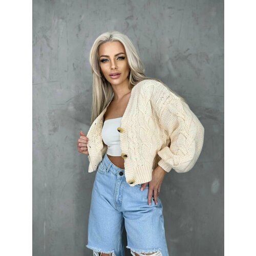 Кардиган, размер 42-48, бежевый