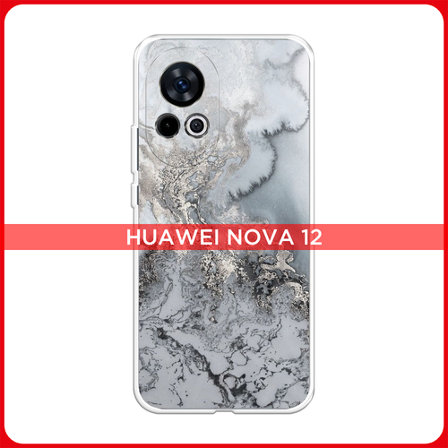 Силиконовый чехол на Huawei Nova 12 / Хуавей Нова 12 Морозная лавина серая золотистый, серый, белый, черный