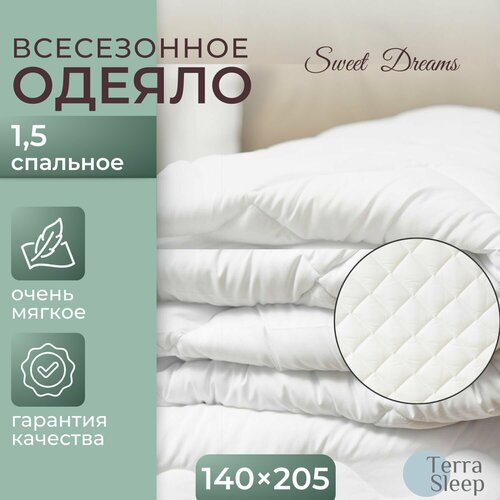 Одеяло Sweet Dreams, 1,5 спальное 140х205 см, всесезонное, облегченное, гипоаллергенный наполнитель Ютфайбер, декоративная стежка малый ромб, 150 г/м2