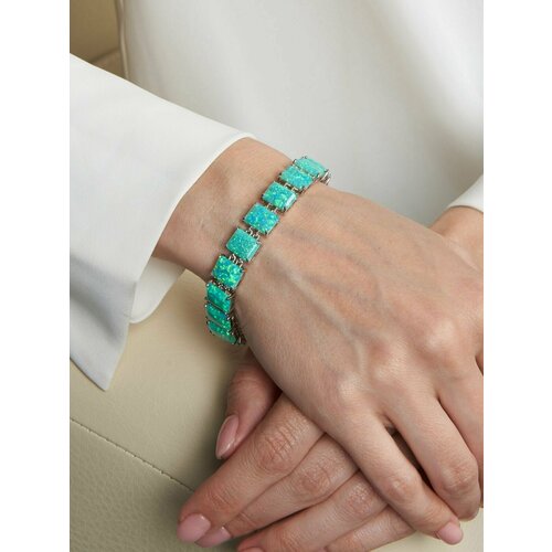 фото Браслет, опал, размер 18 см, серебряный, голубой bijuton