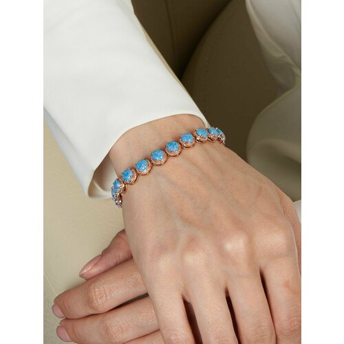 фото Браслет, опал, размер 18 см, золотой, голубой bijuton