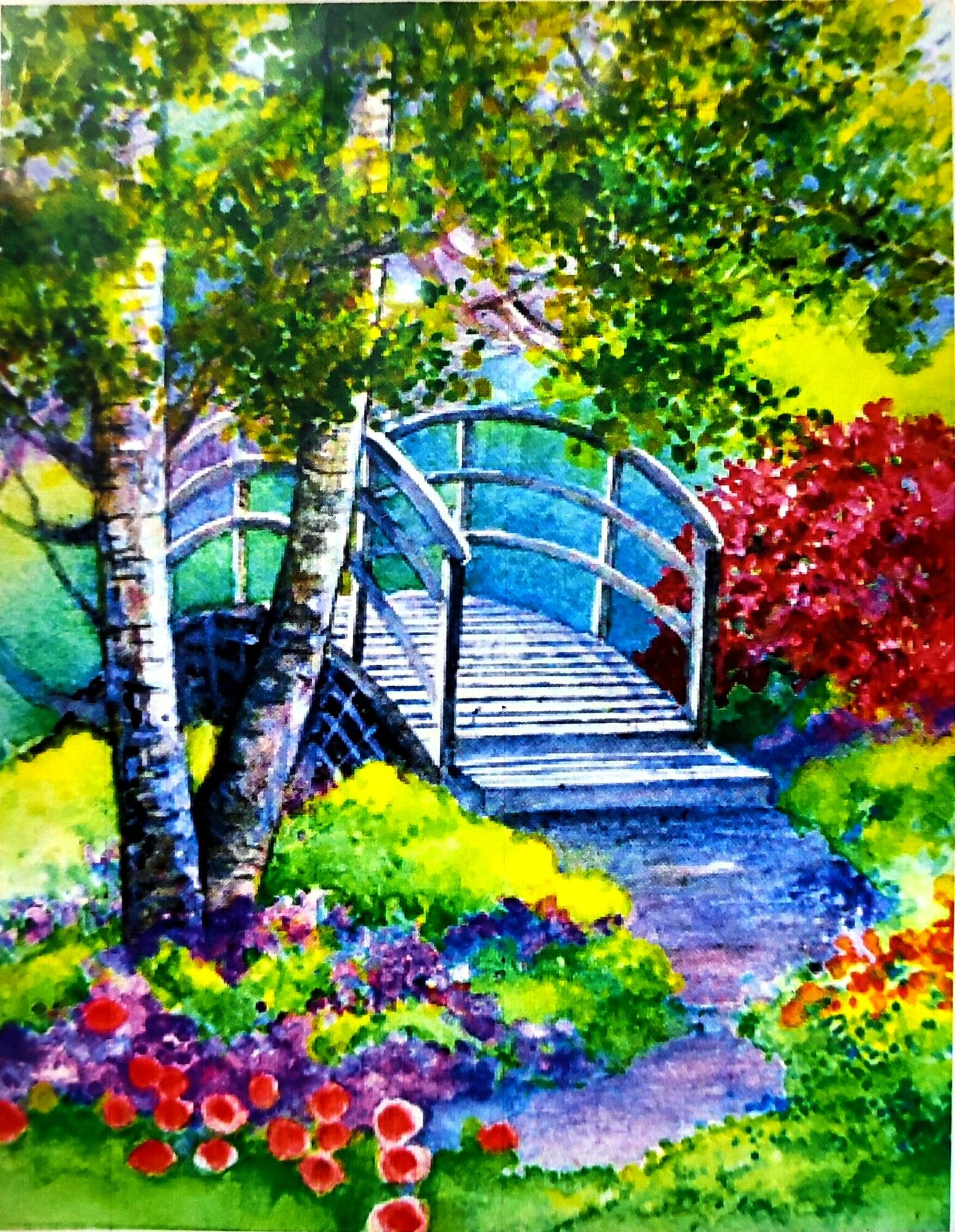 фото Алмазная мозаика квадратные стразы полная выкладка 20х30 природа, цветы, полевые, сад, беседка, парк, пейзаж