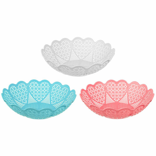 3 Вазы для фруктов, хлеба, 25,5х7см, полипропилен, 3 цвета