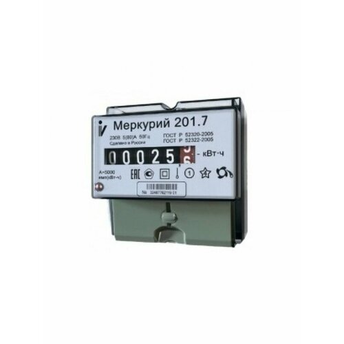 Счетчик электроэнергии Меркурий Инкотекс 201.7 однофазный однотарифный, 5(60), кл. точ. 1.0, D, эмоу. (201.7)