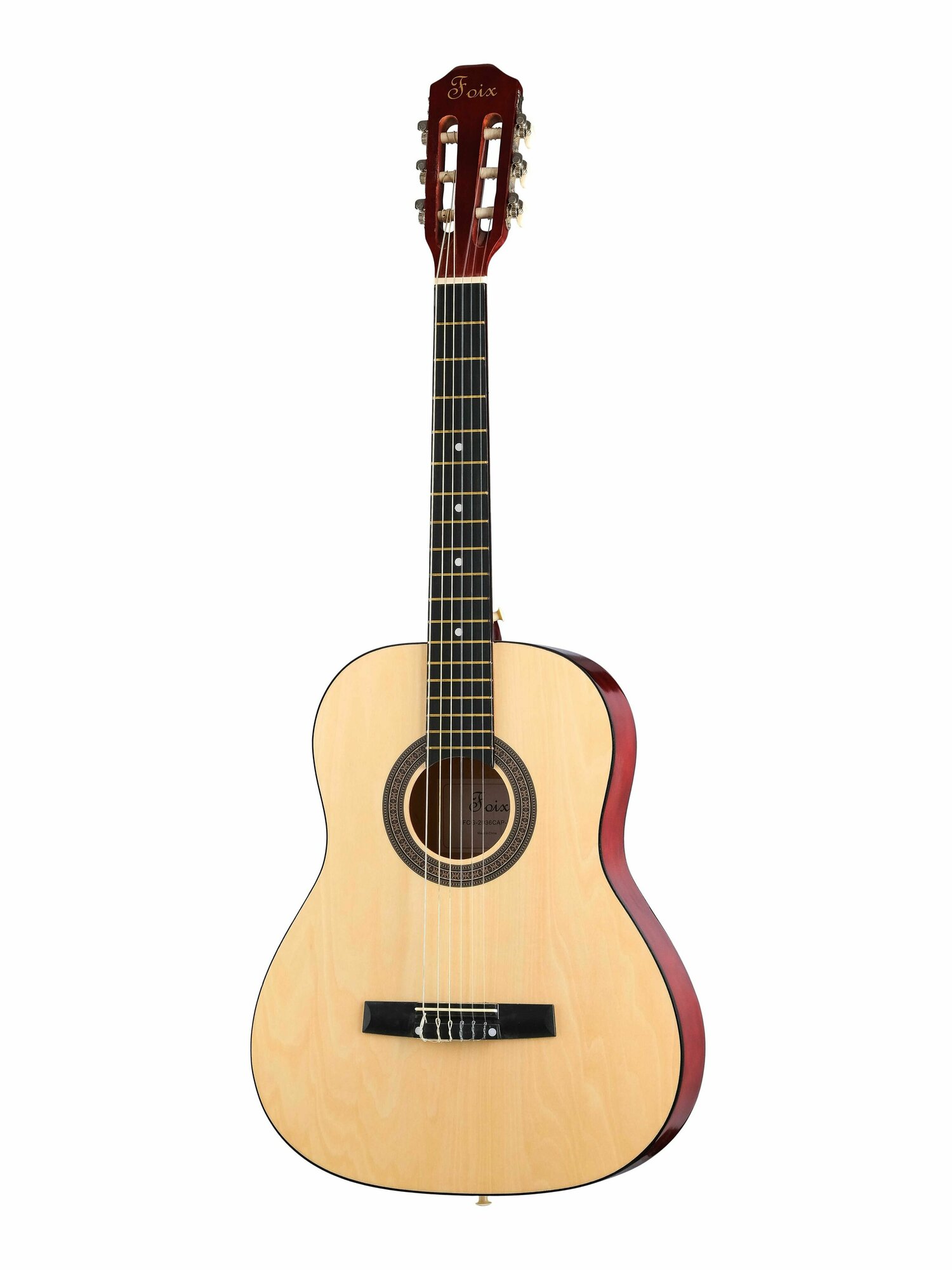 Классическая гитара 3/4 с чехлом, ремнем, тюнером, цвет натуральный, Foix FCG-2036CAP-NA-3/4