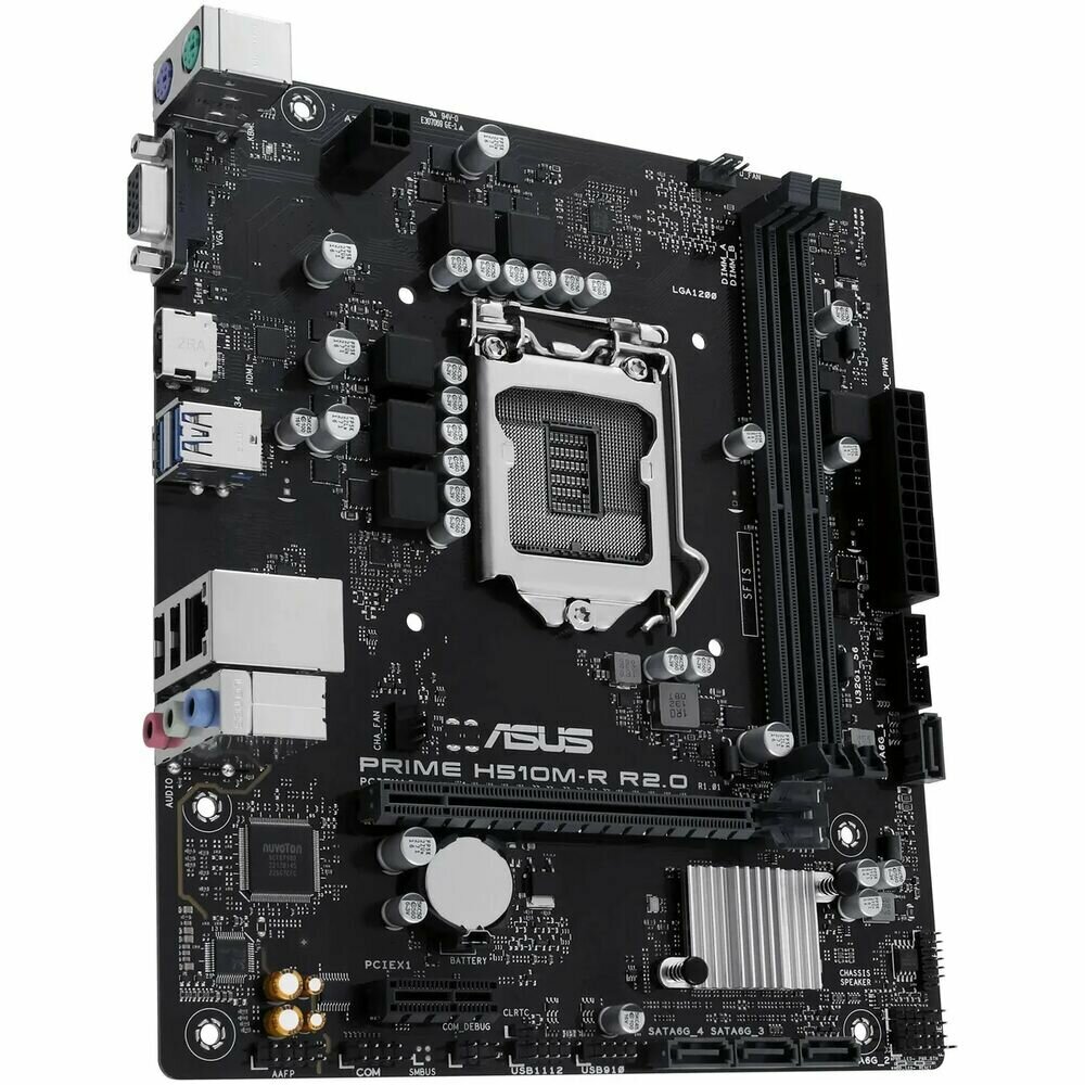Материнская плата ASUS PRIME H510M-R R2.0-SI H470 Socket-1200 2xDDR4, 4xSATA3, 1xPCI-E16x, 2xUSB3.2, D-Sub, DVI, HDMI, Glan, mATX — фото 3