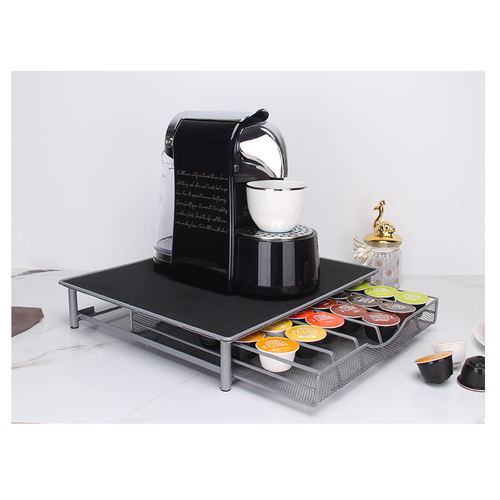 Подставка настольная под кофемашину MyPads металлическая с выдвижным отделением для хранения кофейных капсул Dolce Gusto вмещает до 36 штук черная 3188₽