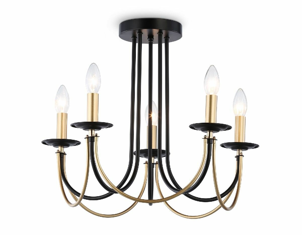Потолочная люстра Ambrella Light Modern TR9621, Накаливания, E14, Металл/Черный, Классика, В спальню, На потолок, Без плафона, Китай