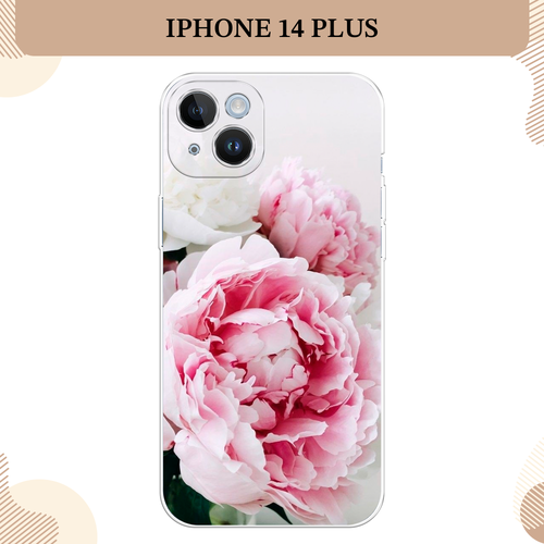 Силиконовый чехол Розовые и белые пионы на Apple iPhone 14 Plus / Айфон 14 Плюс силиконовый чехол розовые и белые пионы на xiaomi 14 сяоми 14
