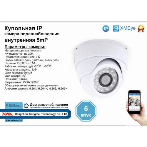 5шт DVW300IP5MP Внутренняя IP камера 5мП с ИК до 20м 1712500₽