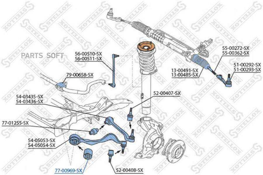 STELLOX 7700969SX сайлентблок пер. рычага!\ BMW E81/E87/E91/E90 all 04>
