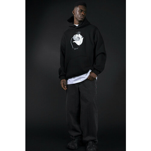 фото Худи znwr цветы, размер s, черный