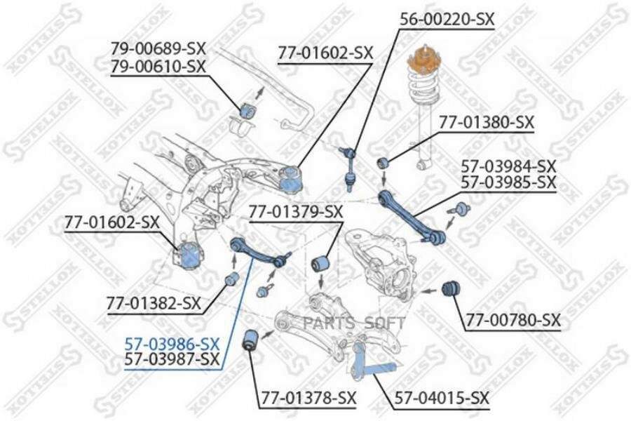 STELLOX 5703986SX 57-03986-SX_рычаг задней подв. верх. лев! со стопор. гайкой\BMW E70/E71/E72 3.0SI-5.0i/3.0d/3.5d 07