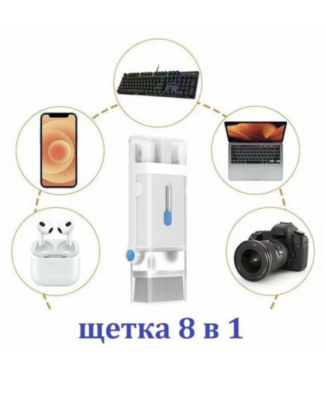 Комплект для чистки наушников, клавиатуры, экрана телефонов и ноутбуков "Baseus UltraClean Series Multifunctional Cleaning Kit 8 in 1" — фото 10