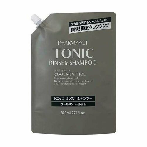 KUMANO COSMETICS Шампунь для волос с ментолом Pharmaact Cool Tonic Rinse in Shampoo Refill (запаска), 800 мл