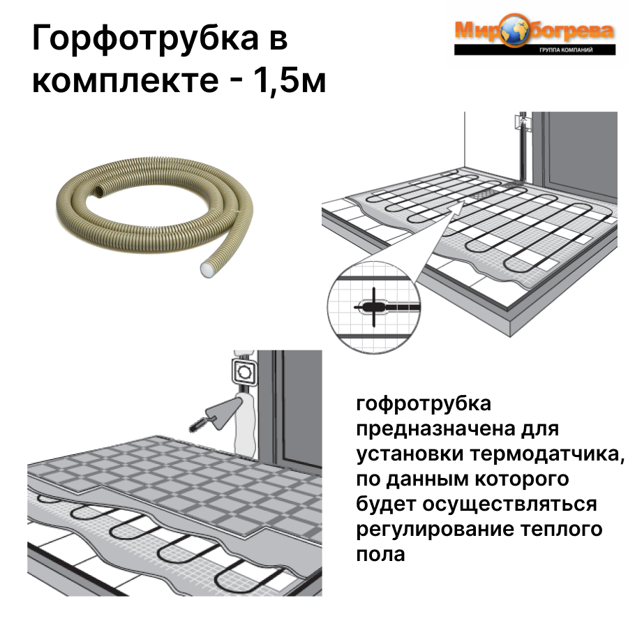 Теплый пол под плитку с терморегулятором 6,0 м2