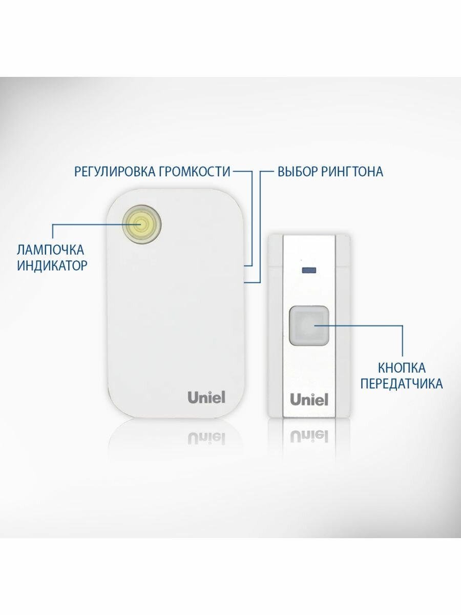 Беспроводной дверной звонок Uniel UDB-091W-R1T1-36S-WH - фото №9