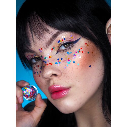 Queridos Glitters ГлиттерГель. Блёстки для лица и тела. Цвет "Вирус" 3 мл. фиолетовый, желтый, синий, розовый, золотистый