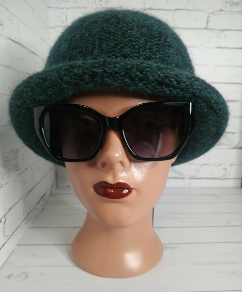 Шляпа  шляпка женская трикотажная, размер 56-58, зеленый