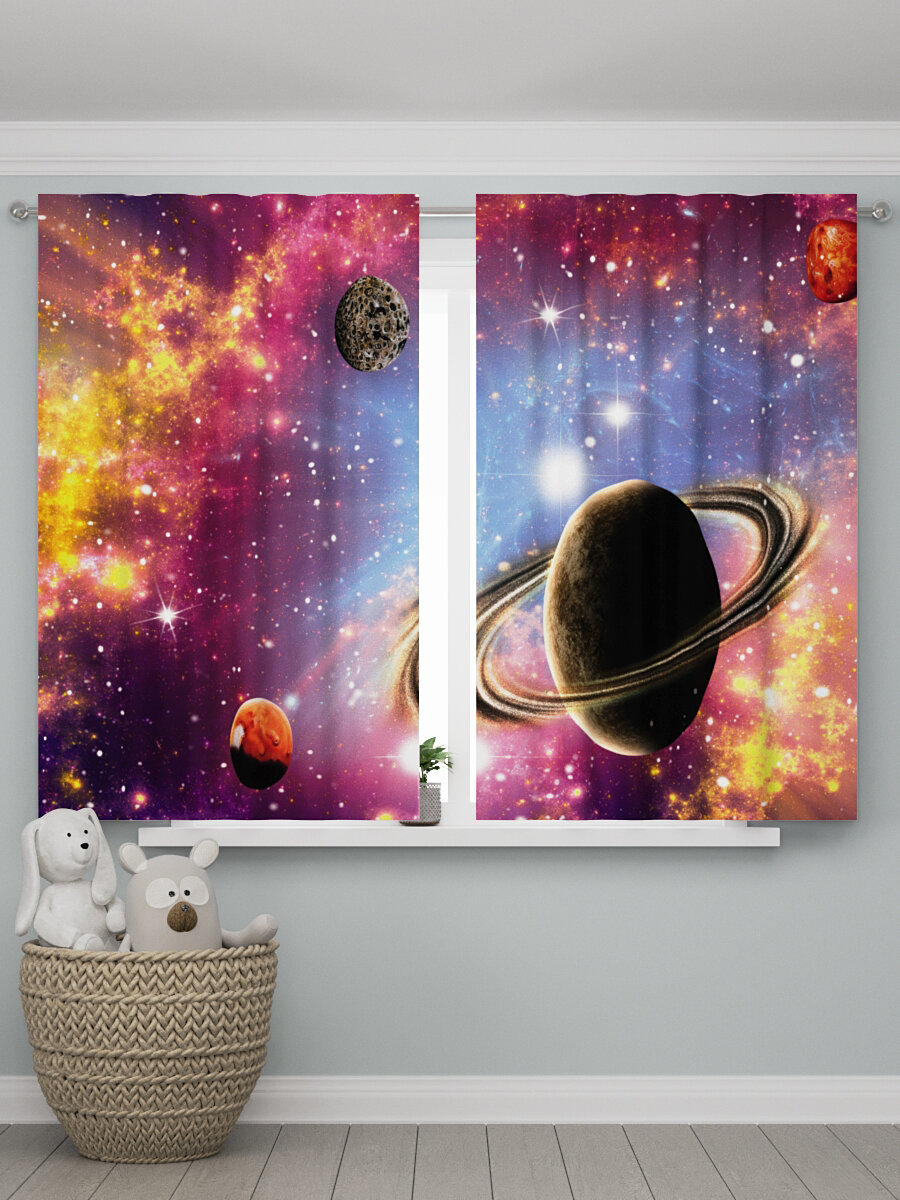 Фотошторы Homepick с принтом "Space/111821/" габардин 290х180 см