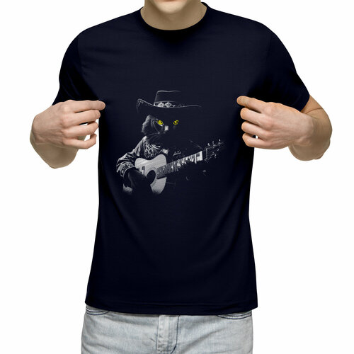 мужская футболка музыкант троль с гитарой xl темно синий Футболка Us Basic, размер 2XL, синий