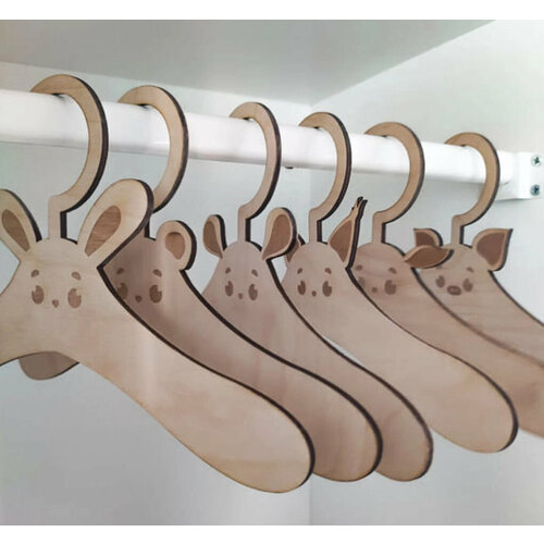 Вешалка из дерева детская с животными набор из 5 шт Необычная детская вешалка деревянная для одежды 1267₽