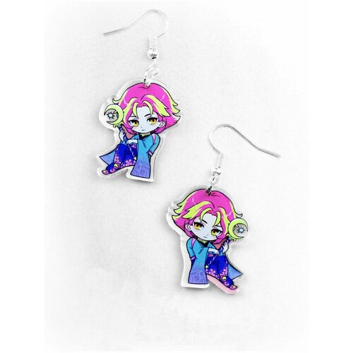 Серьги  Сяо, размер/диаметр 50 мм, розовый, синий