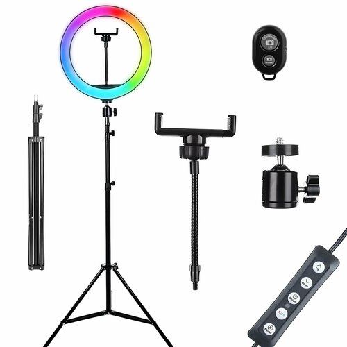 Комплект кольцевая лампа RGB LED 33 см штатив 210 см пульт ДУ 249000₽
