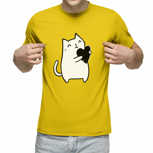 Футболка Us Basic, размер 2XL, желтый мужская футболка кот с сердцем s черный