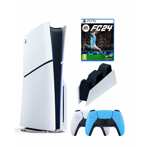 Приставка Sony Playstation 5 slim 1 Tb2-ой геймпадголубойзарядноеFC24 7192400₽