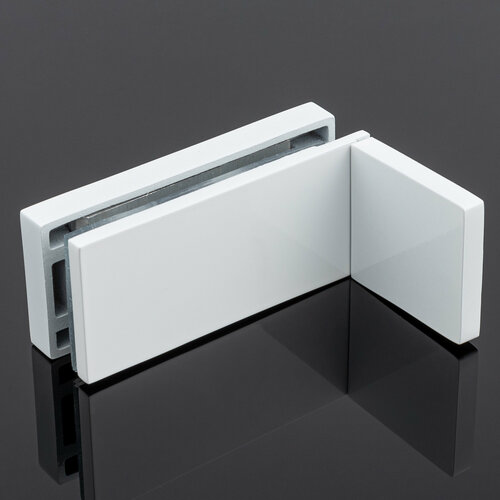 Коннектор стена-стекло 90˚ с пластиной, белый матовый, sus304