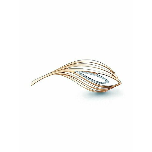 Брошь Thing Jewelry, серебро, 925 проба, золочение, фианит