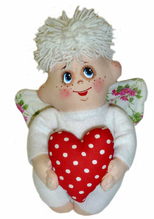 Текстильная кукла Ангел малыш с сердцем 20 см