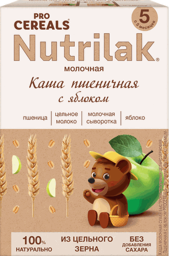 Каша пшеничная с яблоком Nutrilak Premium Pro Cereals цельнозерновая молочная, 200гр - фото №20