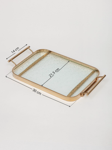 Изображение товара Поднос ISMAT, интерьерный, прямоугольный, бесцветный, с ручками