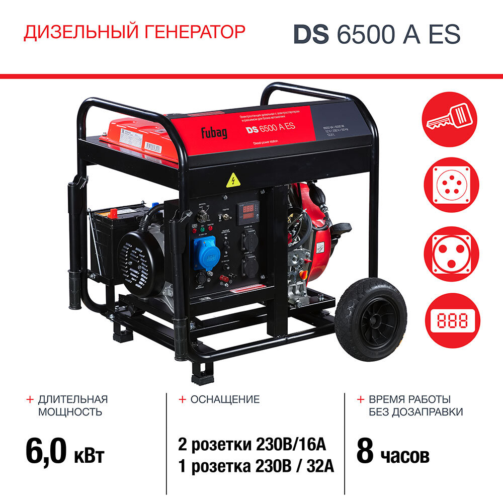 FUBAG DS 6500 A ES [646233] Электростанция дизельная с электростартером и коннектором автоматики (однофазная_кожух)