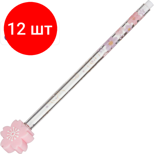 Комплект 12 штук, Ручка гелевая неавтомат. M&G Sakura Rain, 0.5мм, синий, в ассортименте
