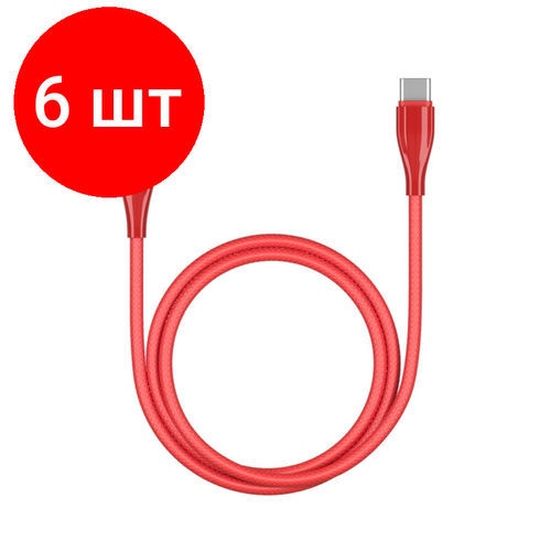 Комплект 6 штук, Кабель Deppa Ceramic USB - USB-C, 1м, красный дата кабель deppa ceramic usb c lightning 1м белый 72399