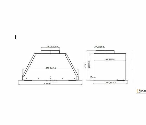 Кухонная вытяжка Elikor: Врезной блок BOX 42П-450 топлённое молоко - фотография № 2