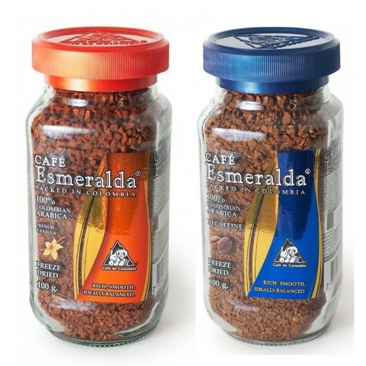 Кофе растворимый Cafe Esmeralda 2 шт (Французская ваниль и Без кофеина) по 100 грамм