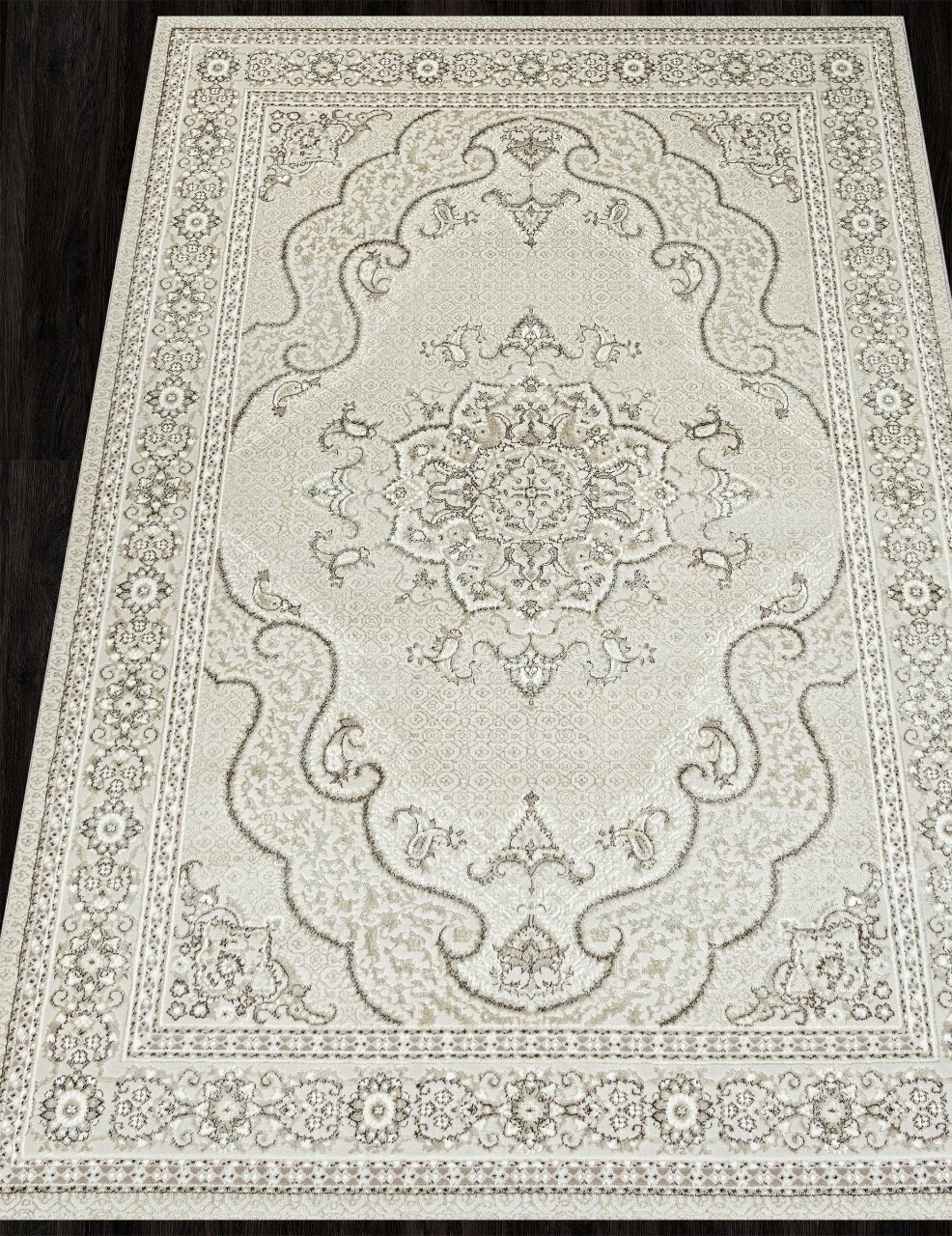 фото Ковер E5001 - Прямоугольник Бежевый, Классический, Ковер на пол, в гостиную, спальню, в ассортименте, Турция, Бельгия, Турция (80 см. на 150 см.)