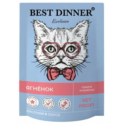 Влажный корм для кошек Best Dinner Exclusive Vet Profi GastroIntestinal при проблемах с ЖКТ, кусочки ягненка в соусе,12*85 гр (12 шт.)